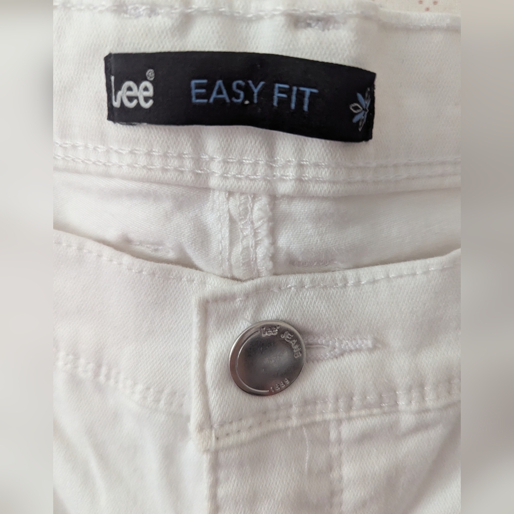 Lee Easy Fit 12 Cropped Jeans Women's White Summer Events Casual Resort Wear - Picture 4 of 11